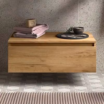 Cassettiera da bagno sospesa Sumo in rovere africa marrone con chiusura soft close L: 80,7 cm, P: 46 cm, H: 27 cm – 1