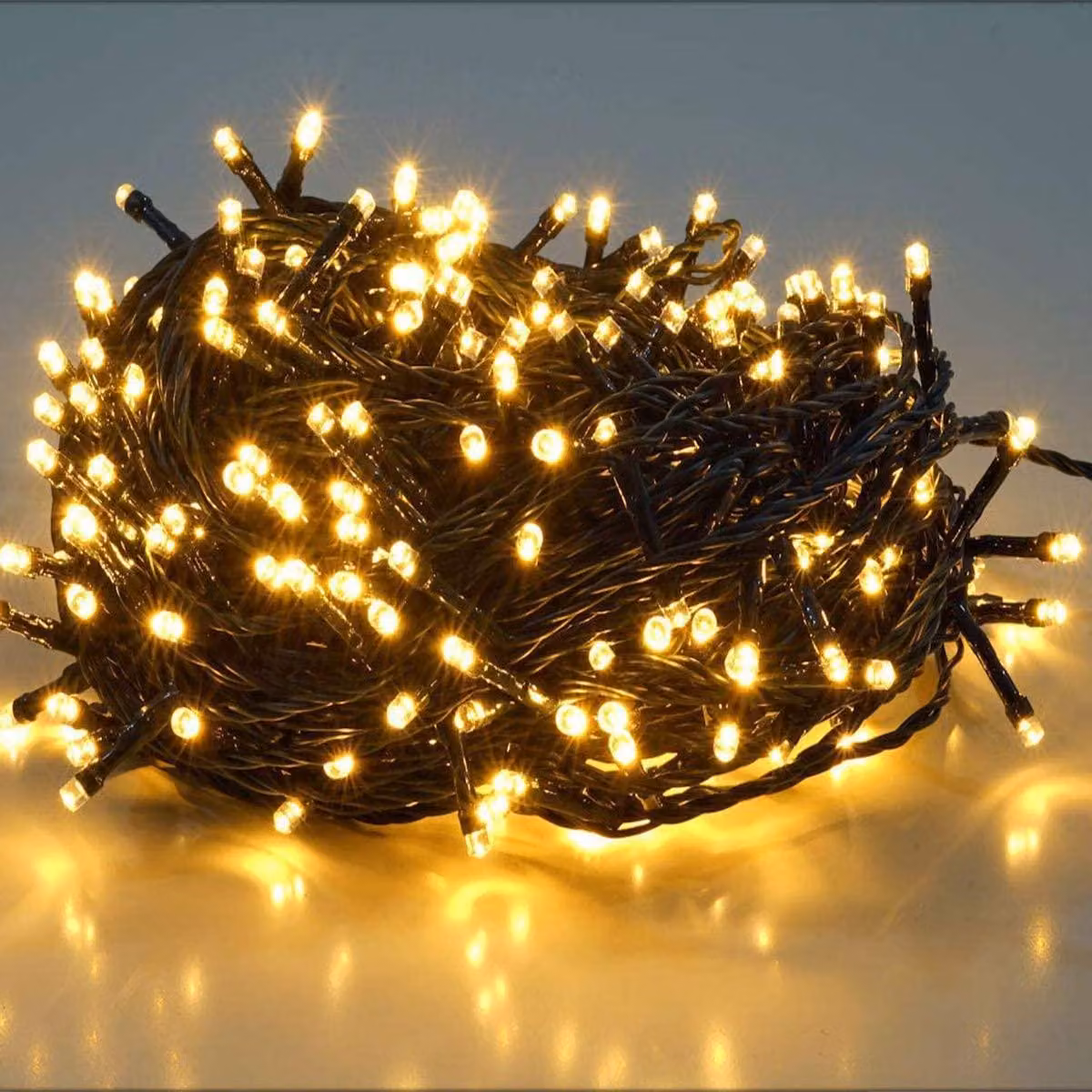 SALCAR, catena luminosa da 15 metri, modello 220, decorazioni natalizie a LED, 31V, illuminazione per albero di Natale, decorazioni natalizie per esterni, con 8 modalità e funzione di memoria, luce bianca calda