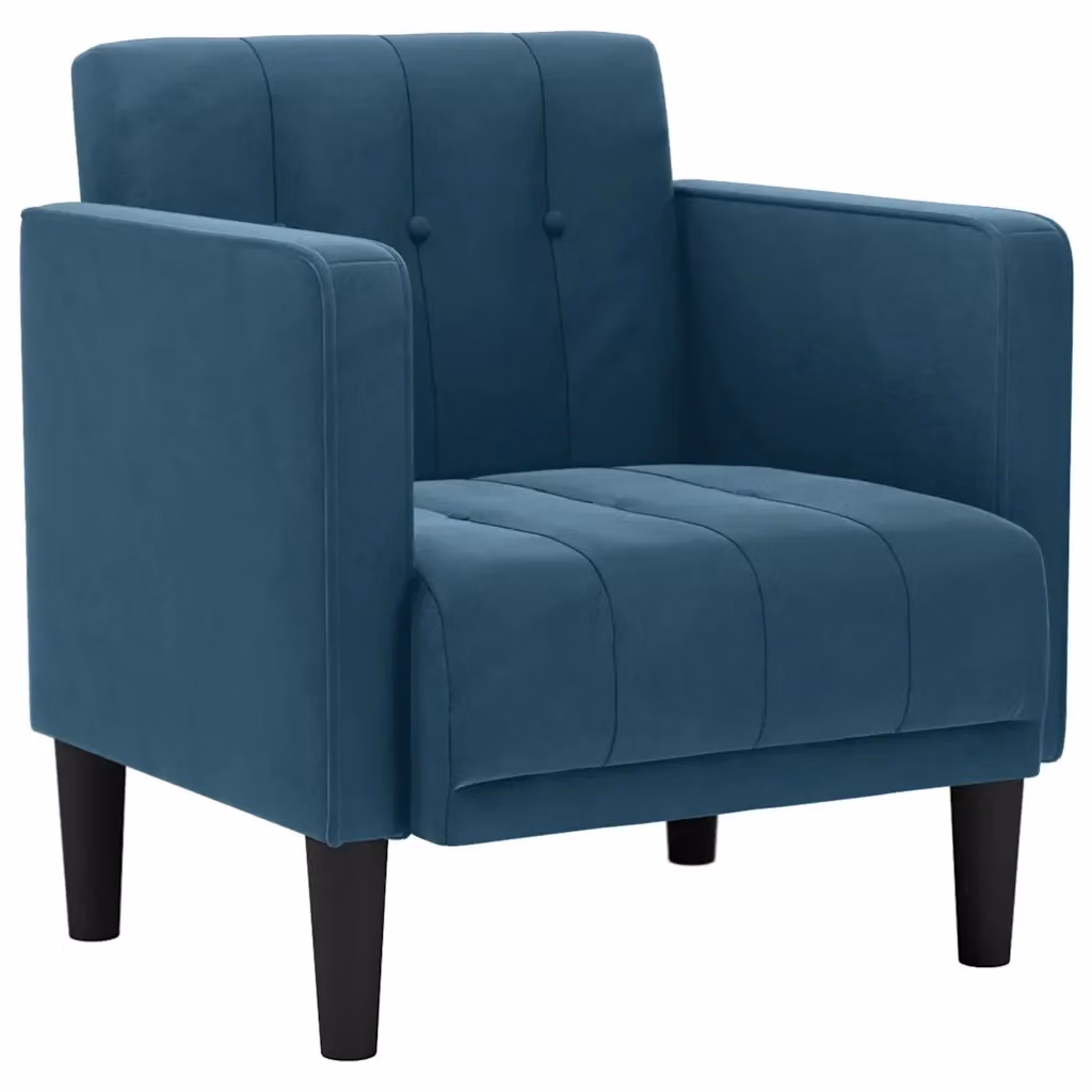 Poltrona Relax Design Mania in Velluto Blu con Braccioli – 2