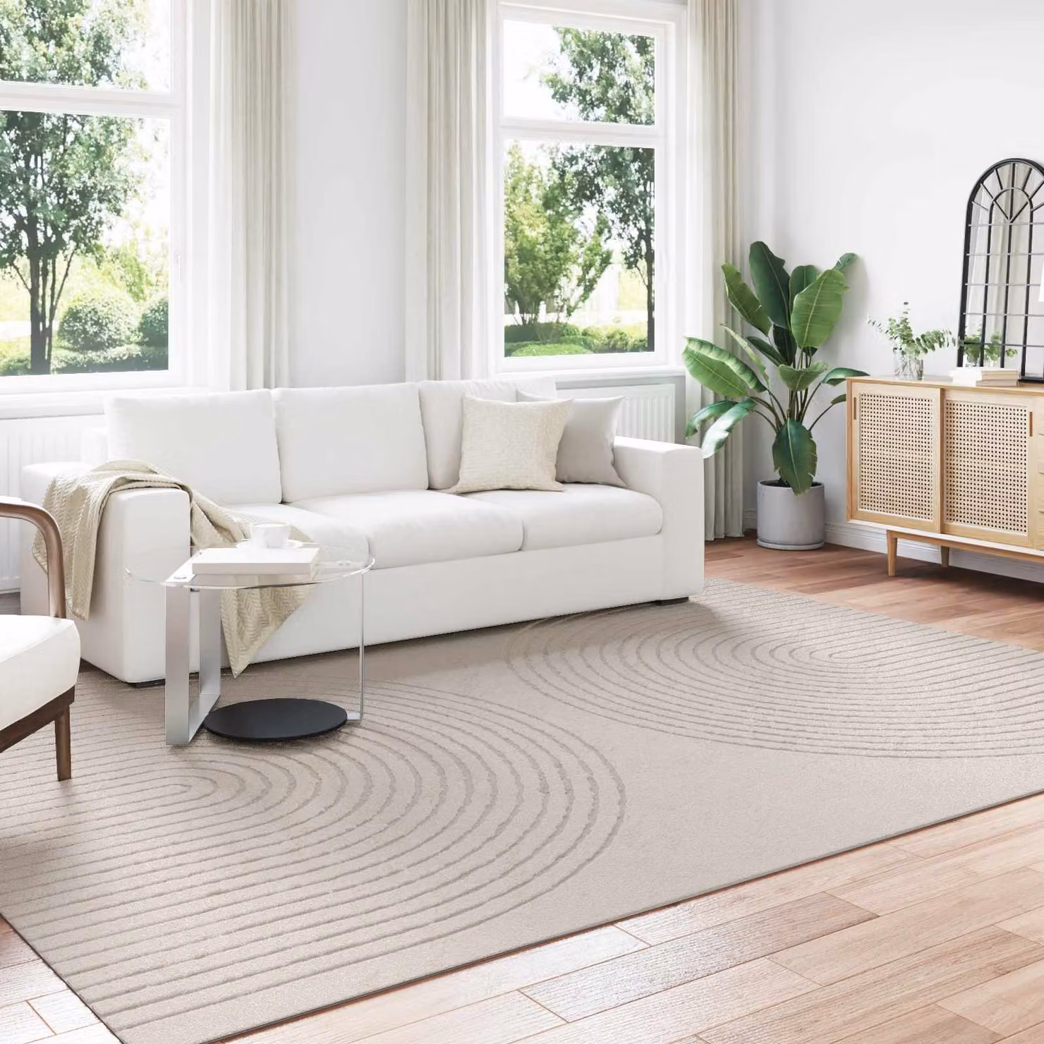 Tappeto moderno vidaXL GALATI color beige in poliestere e polipropilene L: 280 cm, P: 200 cm