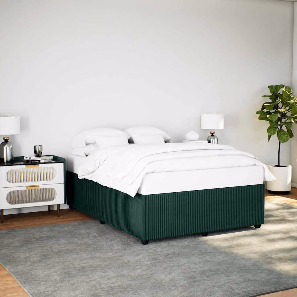 vidaXL Giroletto in Velluto Verde con Doghe in Legno L: 160 cm, P: 200 cm – 1