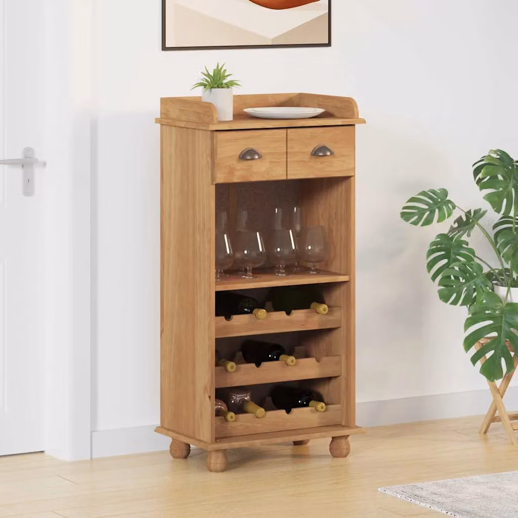 Mobile per vino vidaXL ASKIM in legno di pino color cera di miele L/P/H: 57 x 37 x 114 cm