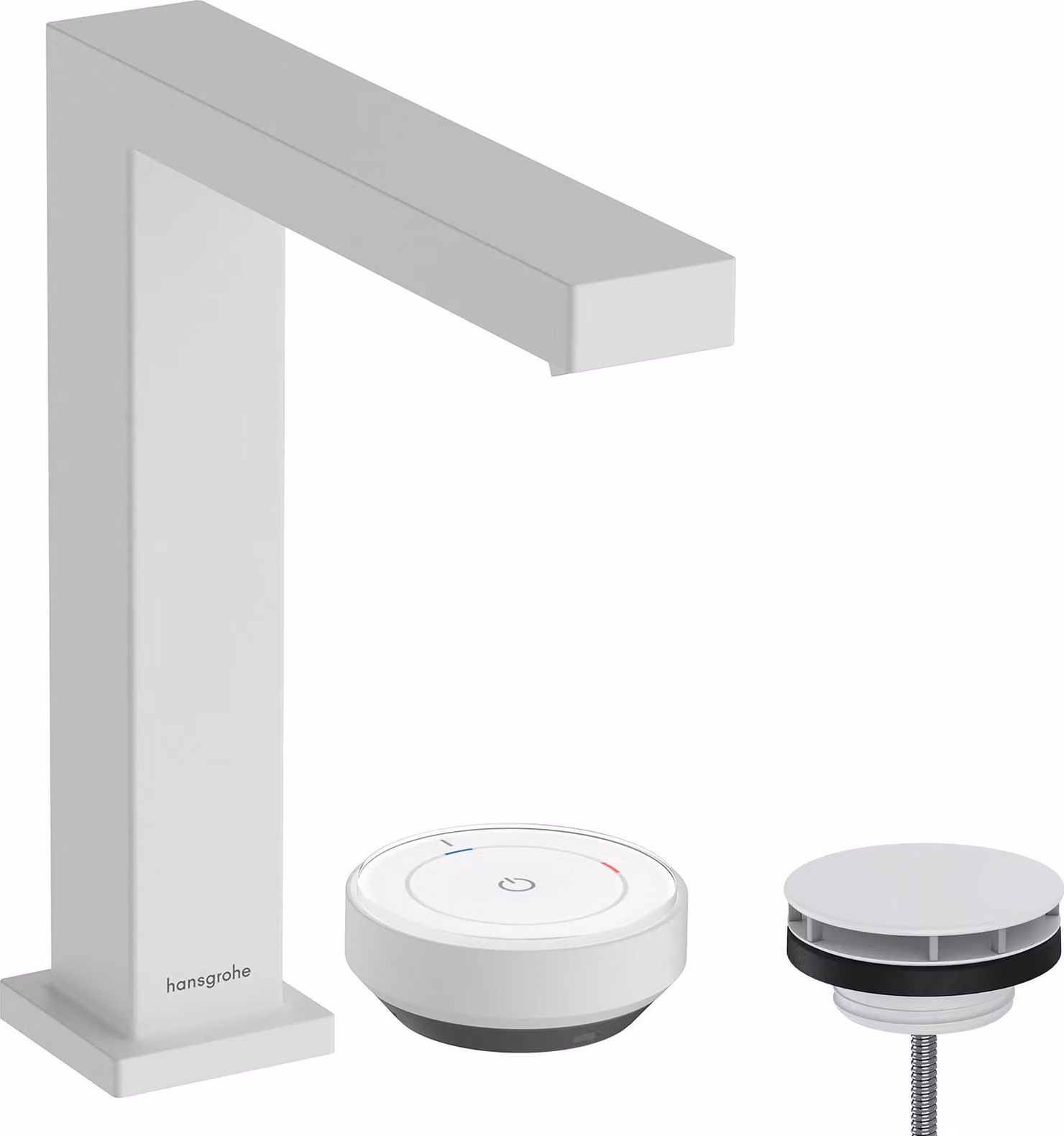 Mitigeur monocommande de lavabo hansgrohe Tecturis E 150, 2 trous, garniture de vidage non obturable, portée 158 mm, EcoSmart+, CoolStart, 73053700, 73053700