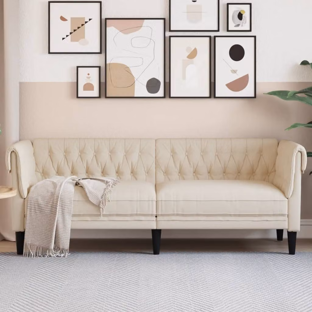 Maison Exclusive - Divano Chesterfield in lino, tre posti