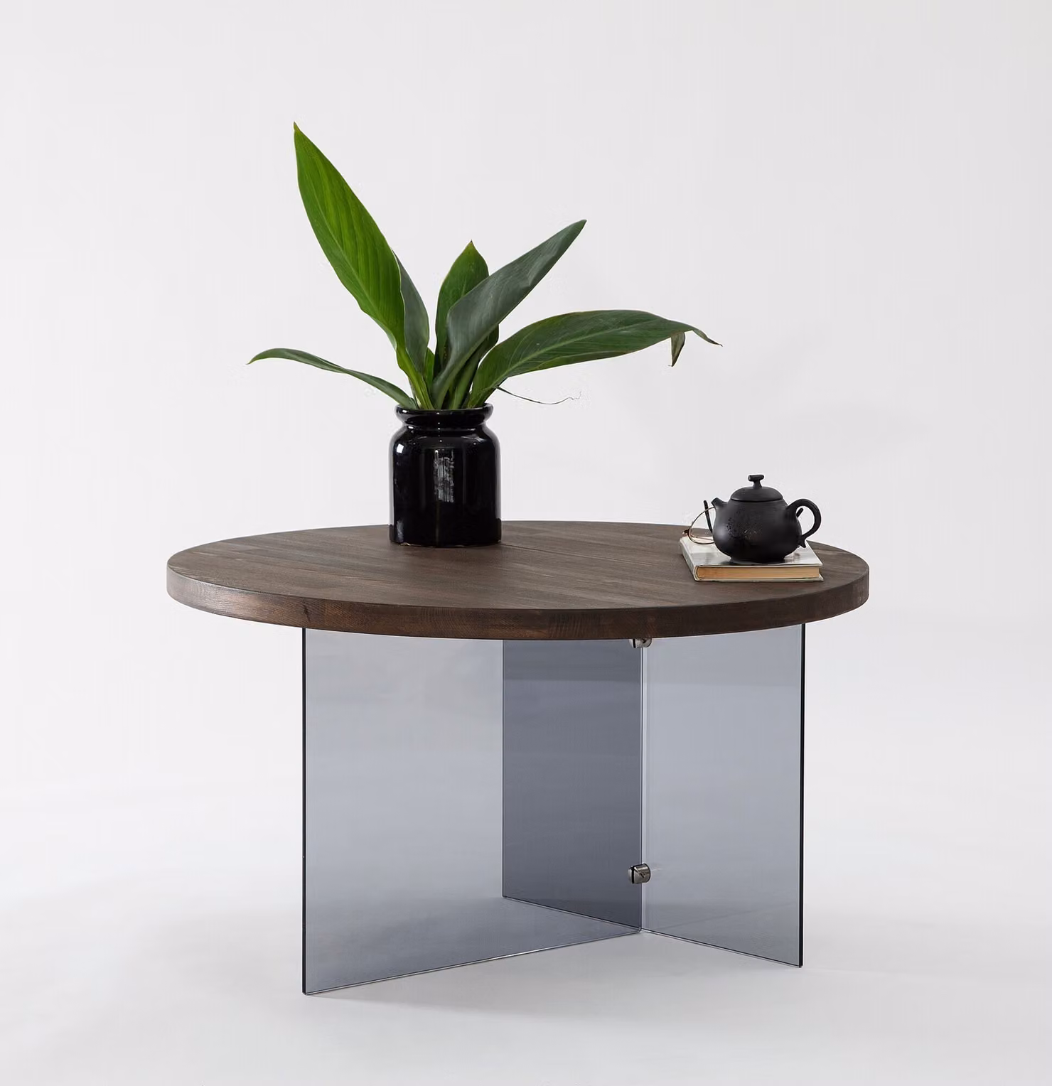 Skye Decor, Serenity - Noce, Grigio scuro, Tavolino, 100% vetro temperato, Noce, 70 x 40 cm