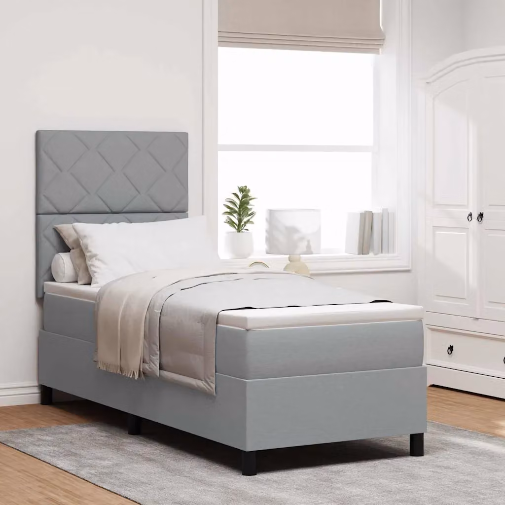 Letto a molle con strisce LED vidaXL in tessuto grigio, L 80 x P 200 cm – 1