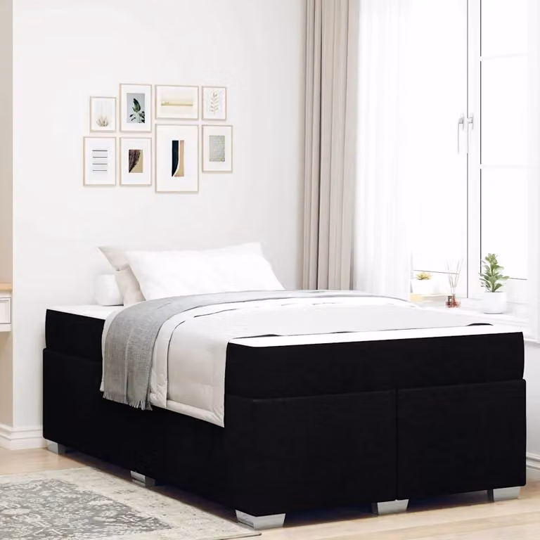 Struttura del letto con materasso vidaXL in tessuto nero L: 120 cm, P: 200 cm, H: 66 cm