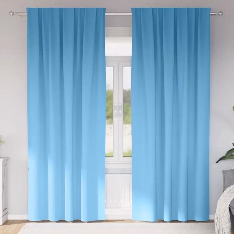 Set di 2 tende blackout vidaXL con anelli in poliestere, colore azzurro, H: 260 cm x L: 140 cm