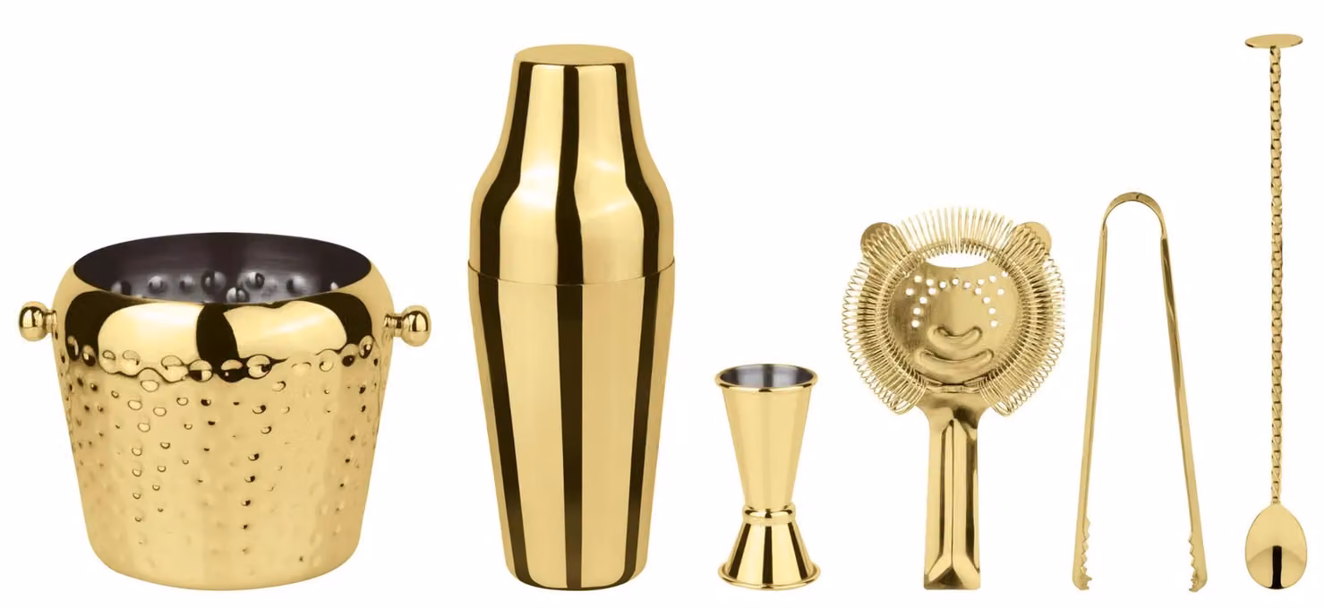 Set Mixology per barman Ice oro Paderno, 6 pezzi