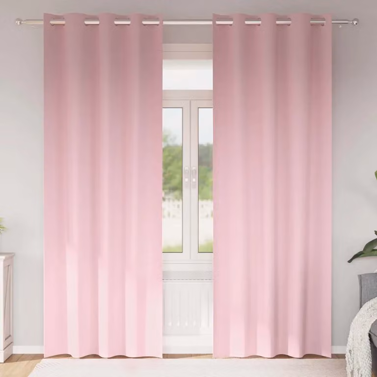 Set di 2 tende blackout vidaXL con anelli in poliestere, colore rosa, H: 260 cm x L: 140 cm