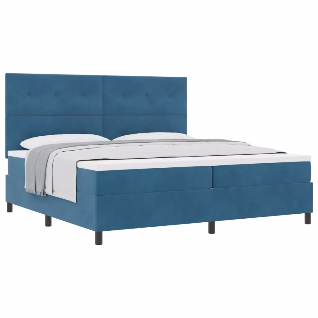 Letto a molle con testiera in velluto blu vidaXL L: 200 cm, P: 200 cm, H: 280 cm – 2