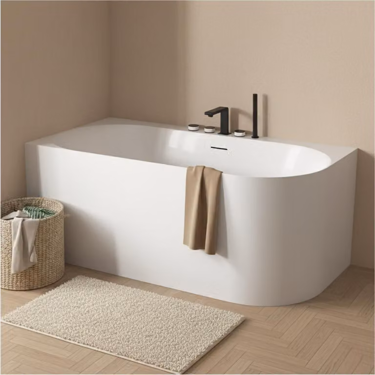 Vasca da bagno semi-autoportante in acrilico bianco 170cm - Angolo sinistro FORMA