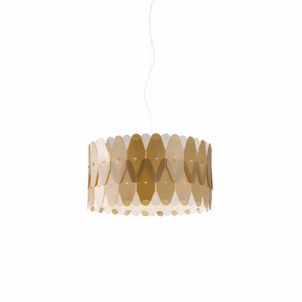 Lampada a sospensione moderna Amanda Polilux Linea Zero in oro e metallo cromo, diametro 40 cm, attacco E27 – 2