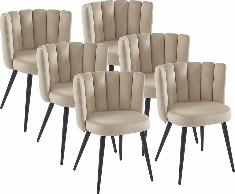 Set di 6 sedie - Velluto e metallo nero - Beige - PRANILA by Pascal MORABITO