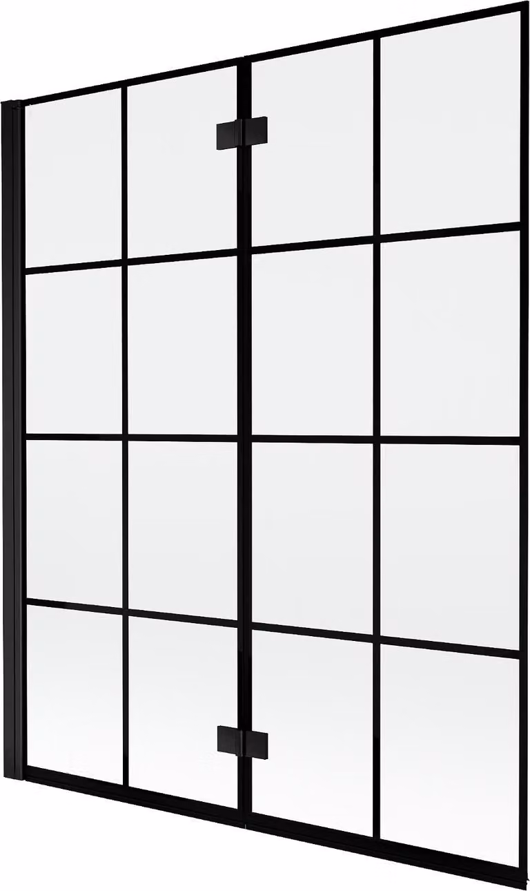 Mexen Mist paratia per vasca da bagno a 2 ante sinistra 140 x 150 cm, griglia nera, nero - 8A9-140-002-70-77-L