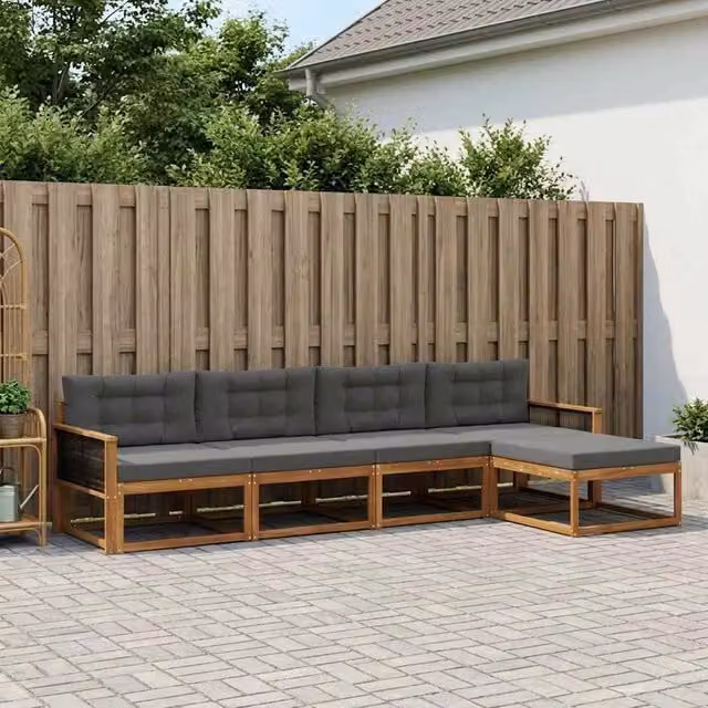 Set di divani da esterno 5 pz Naturale e Antracite 3382485
