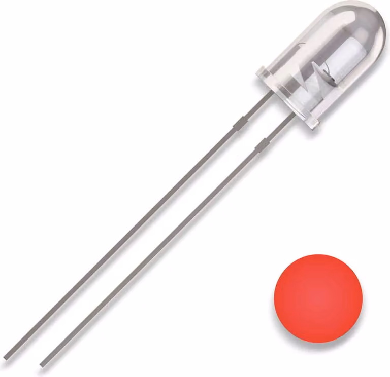 QUADRIOS LED, 5 mm, colore luce: rosso, colore alloggiamento: chiaro, 2500 mcd, 625 nm, 2,54 mm