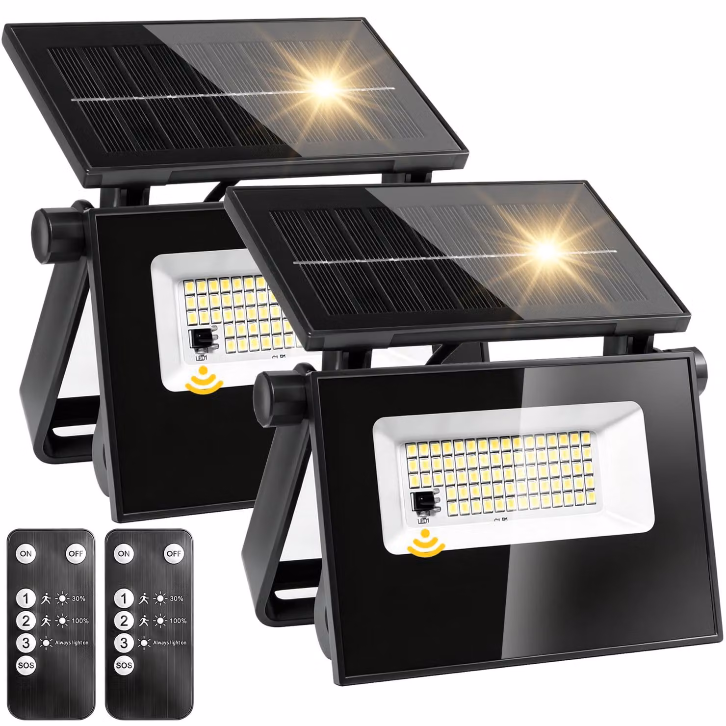 Confezione da 2 lampade solari a LED con sensore di movimento, 6500 K, grado di protezione IP65