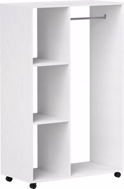 Armadio appendiabiti su ruote HOMCOM con barra appendiabiti e ripiani, Bianco, L: 80 cm, P: 40 cm, H: 128 cm