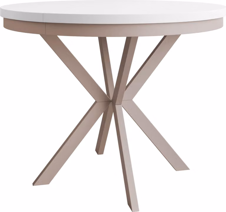 MIRJAN24 Tavolo Edder 100, tavolo da pranzo, gambe in acciaio (colore: Cashmere / bianco artico)