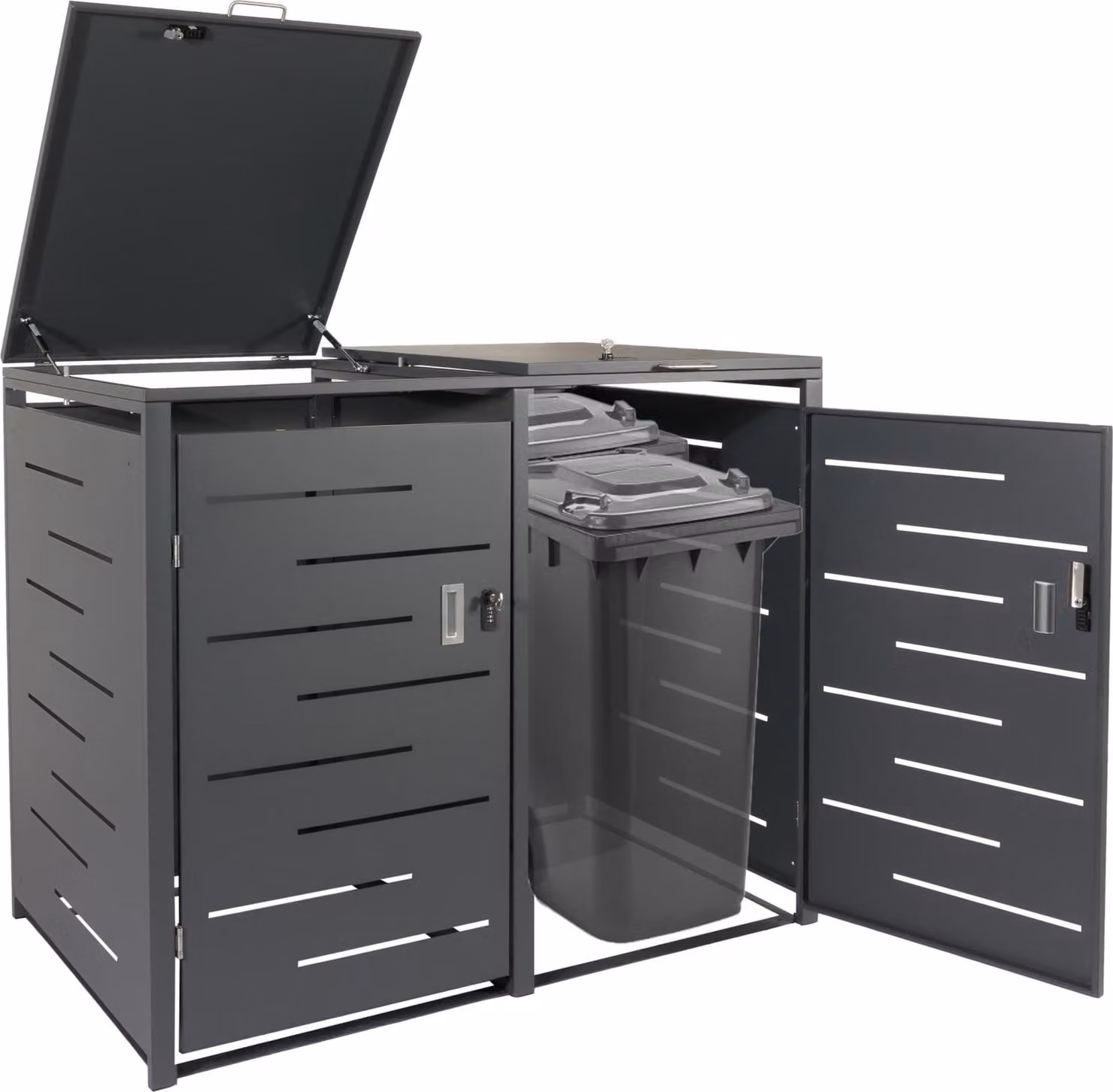 XL 2 posti/4 posti HWC-E83, contenitore per rifiuti, espandibile 116x141x98cm ~ antracite, acciaio 62kg
