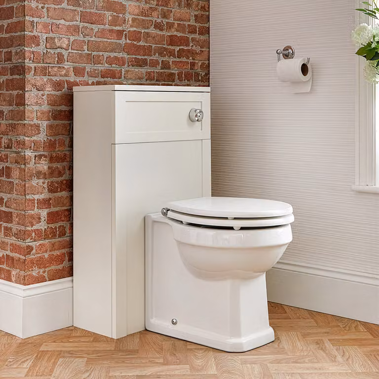 Mobile WC Bianco Antico 500mm con Sanitario a Terra e Copriwater - Thornton