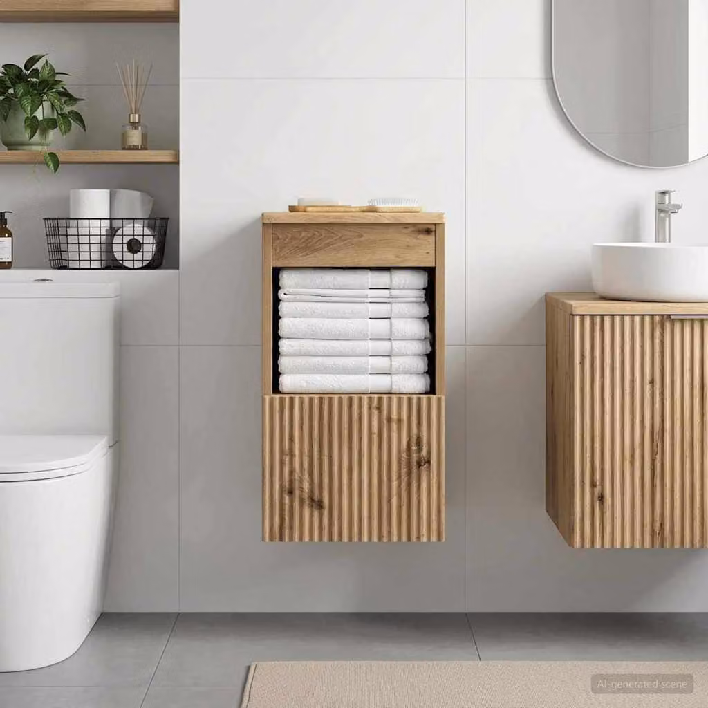 Mobile da bagno vidaXL in legno marrone con ante a cerniera e ripiani interni L/P/H: 30 x 35 x 50 cm