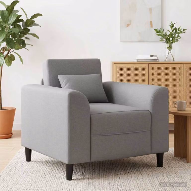 Poltrona moderna vidaXL in tessuto grigio con braccioli e imbottitura in schiuma