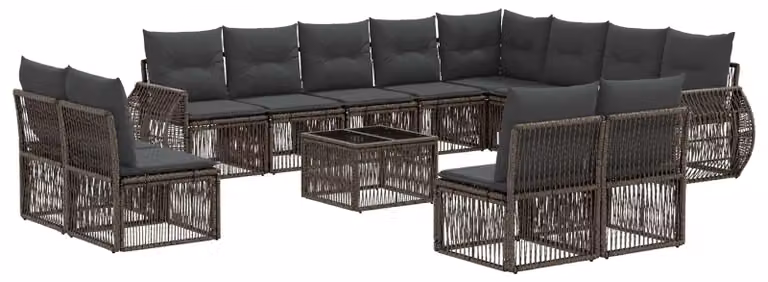 Set Divano da Giardino 13 pcs Grigio e Grigio Scuro polyrattan