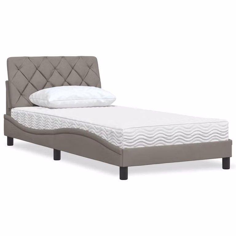 vidaXL Letto con Materasso Tortora 100x200 cm in Tessuto