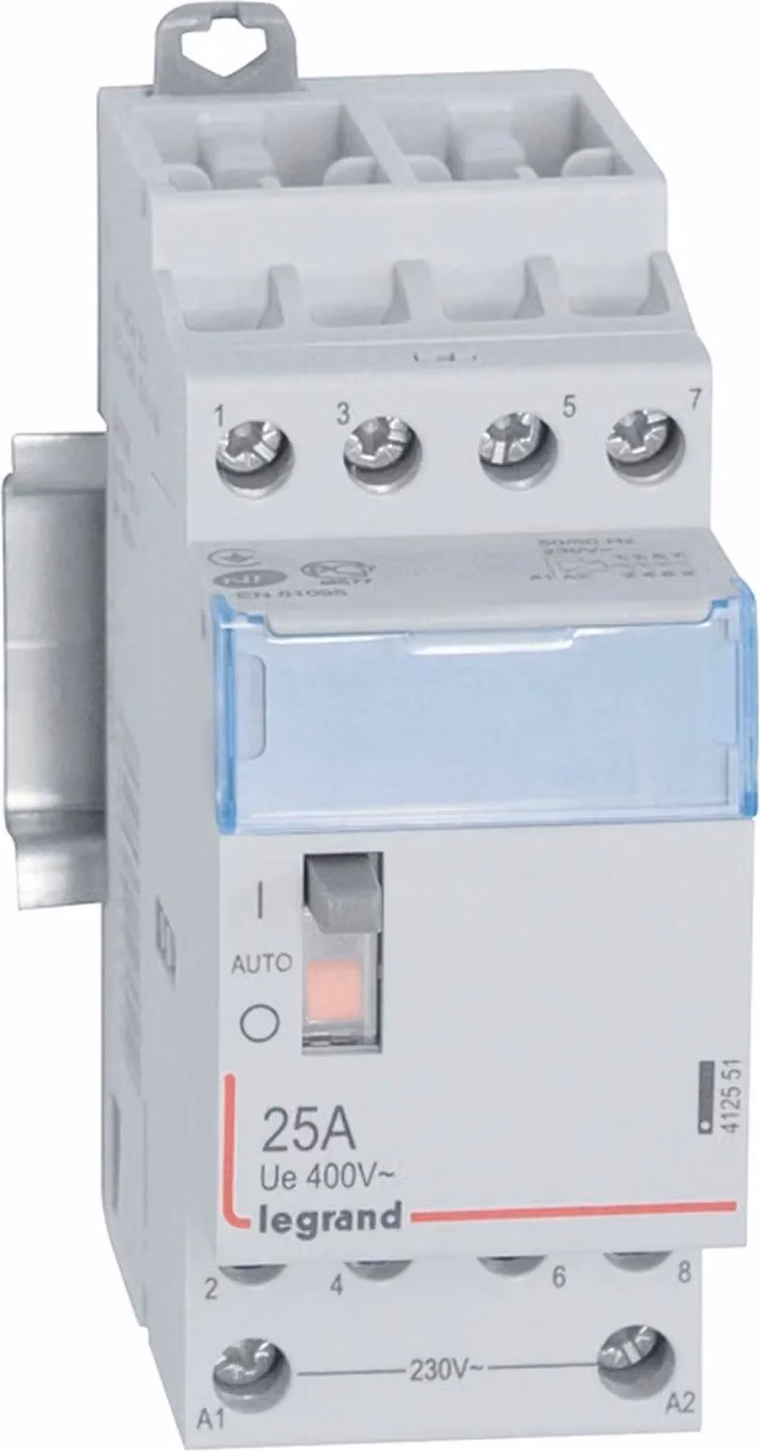 Contattore di installazione Legrand, 230 V, 25 A, 4S, con interruttore manuale, 1 pz.
