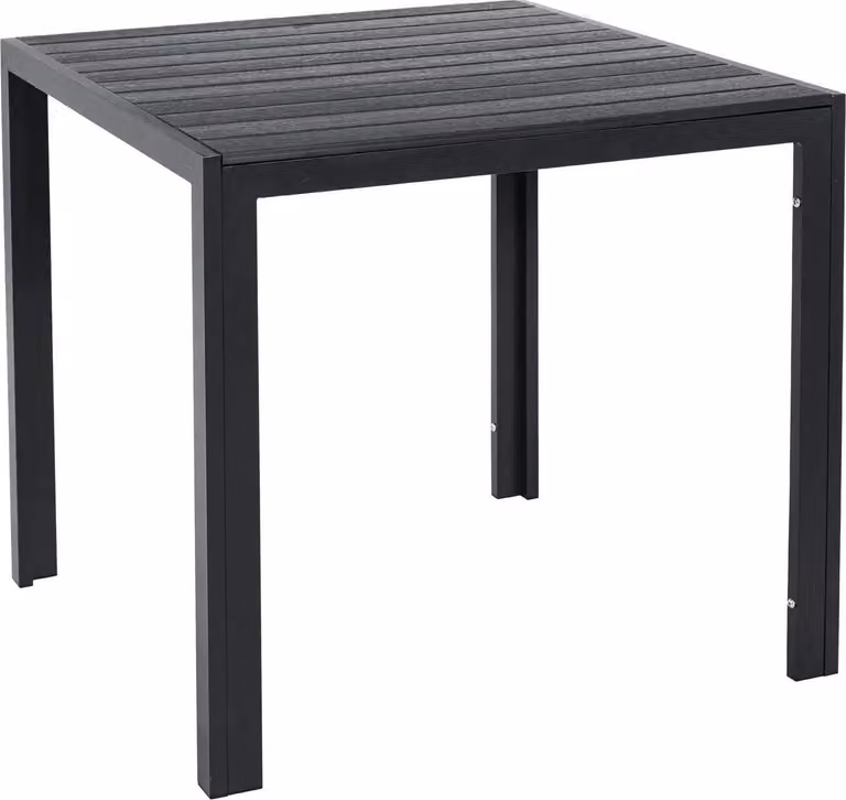 Tavolo da giardino - Tavolo da pranzo per esterni - Struttura in alluminio - Piano in WPC - Quadrato 75×75×72 cm - Resistente alle intemperie - Per 4 persone - Nero
