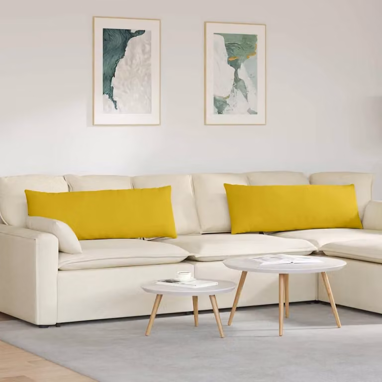 Set di 2 cuscini da divano vidaXL in tessuto a coste giallo, L 120 cm x P 40 cm x H 40 cm