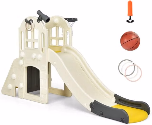 Scivolo multifunzionale con torre per bambini in plastica multicolore L: 189,5 cm, P: 83 cm, H: 98 cm