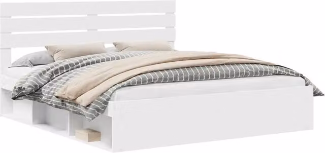 Letto matrimoniale | Letto per adulti | Struttura del letto Bianco 180 x 200 cm Pino massello