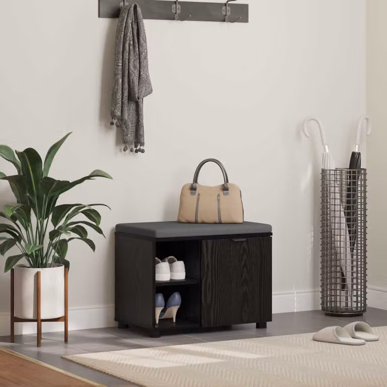 Panca per ingresso con scarpiera vidaXL moderna in nero e grigio L: 60 cm, P: 38 cm, H: 46 cm