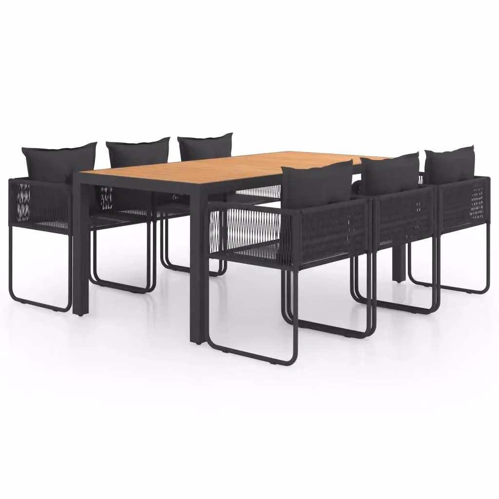 Set da pranzo da giardino vidaXL in 7 pezzi in polyrattan nero, marrone e grigio – 2