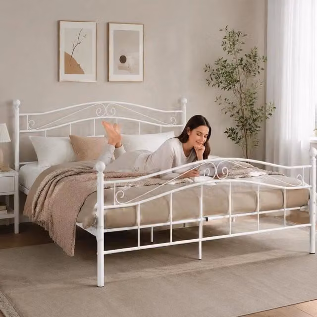White Metal Bed 180x200 Cm
