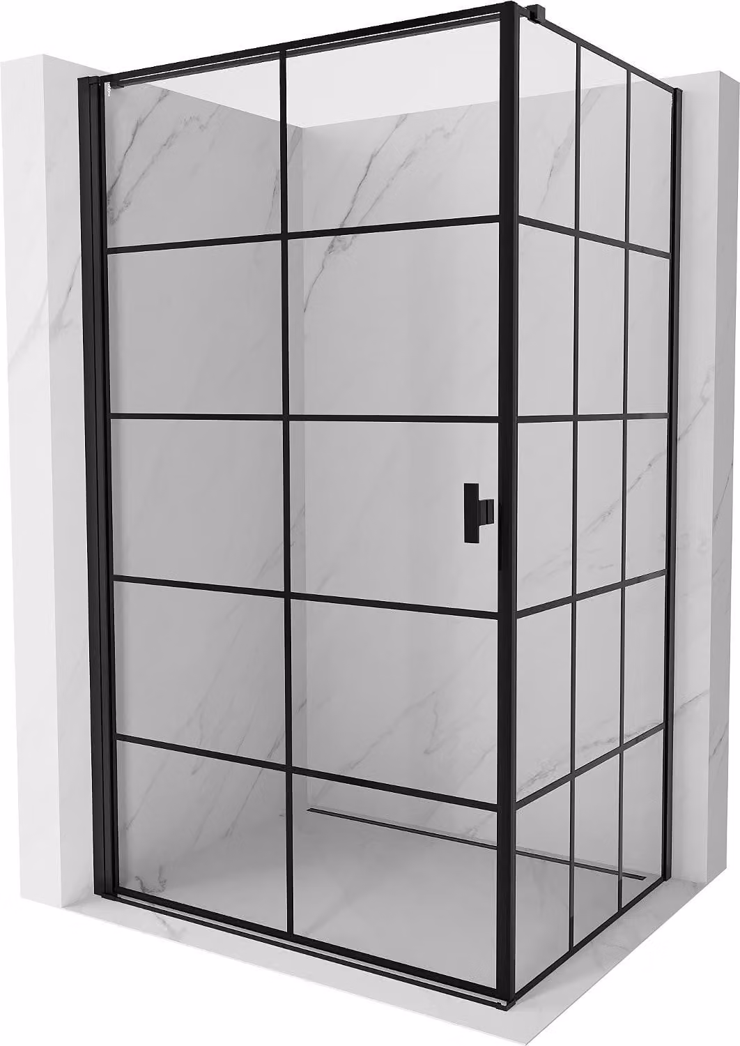 Mexen Mist-B cabina doccia a battente sinistra 80 x 100 cm, griglia nera, nero - 8A2T-080-100-70-77-L