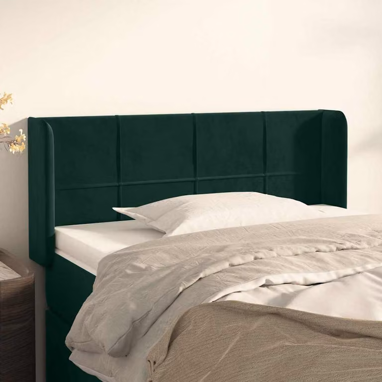 Testiera ad orecchio vidaXL in velluto verde scuro L: 93 cm, P: 16 cm, H: 78-88 cm