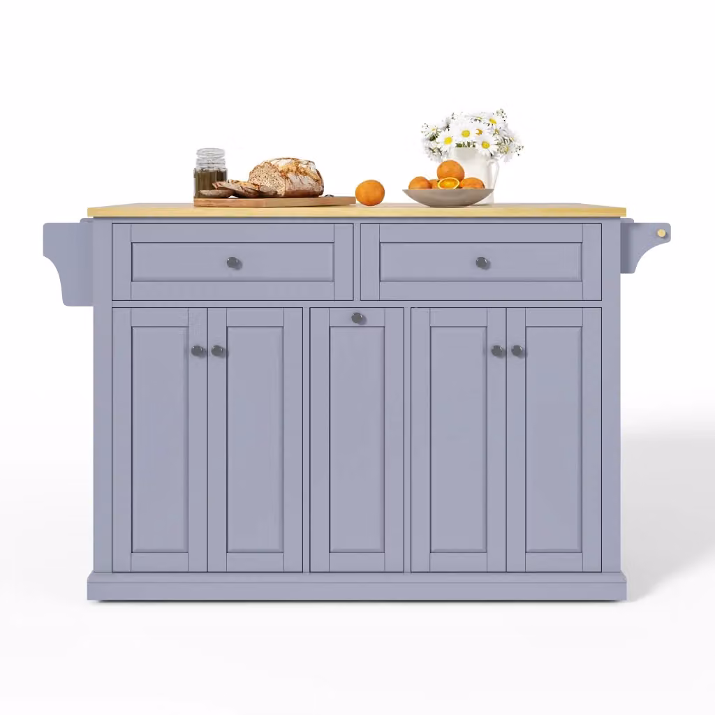 Mobile Isola Cucina Minimal Bianco effetto rovere con cassetti e ruote L: 121 cm, P: 49 cm, H: 89 cm – 2