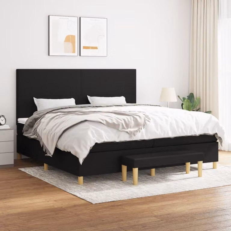 vidaXL Letto boxspring con materasso nero 200x200 cm in tessuto - Letto boxspring - Boxspringbetten - Bett - Schlafzimmermöbel
