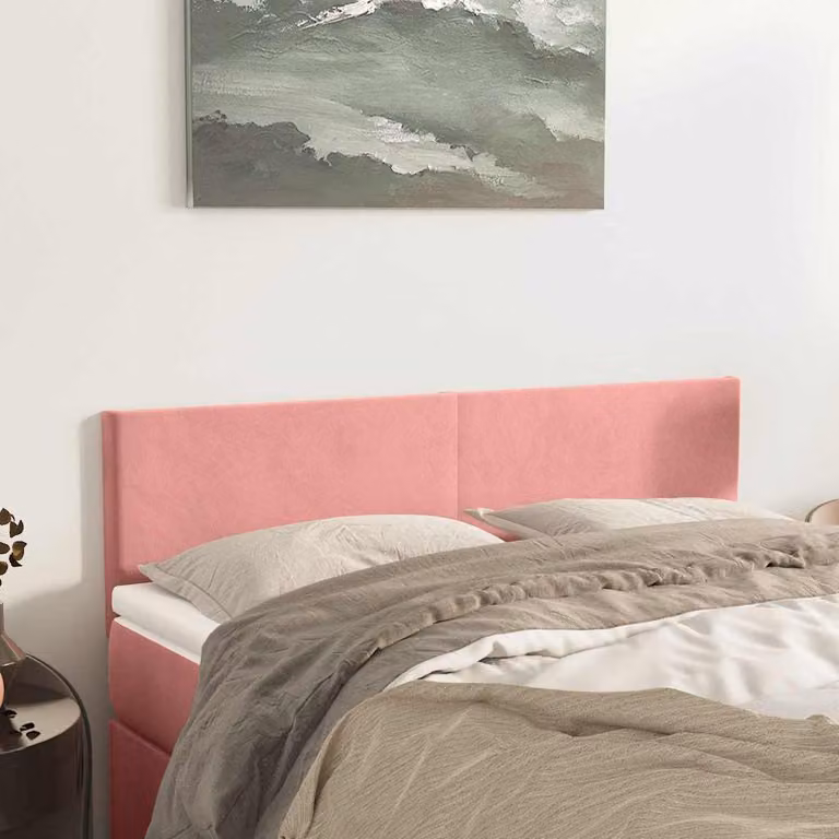 Testiera per letto vidaXL in velluto rosa con struttura imbottita L: 144 cm, P: 5 cm, H: 78-88 cm