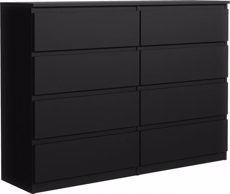 Cassettiera con 8 cassetti in nero opaco, 138 x 101 x 39 cm