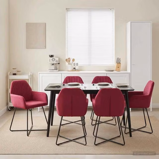Sedie da pranzo 4 pz Velluto Rosso Vino 55 x 50 x 84 cm 3428377