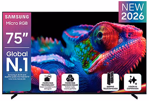 Smart TV Samsung Micro RGB AI 4K UHD da 75 pollici, Modello MRE75R85HAUXZT, Colore Nero – 1