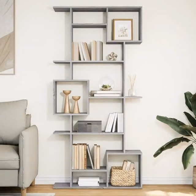 Libreria-Scaffale per Libri-Mobile di Stoccaggio Grigio Sonoma 92x29x188 cm in Legno Multistrato