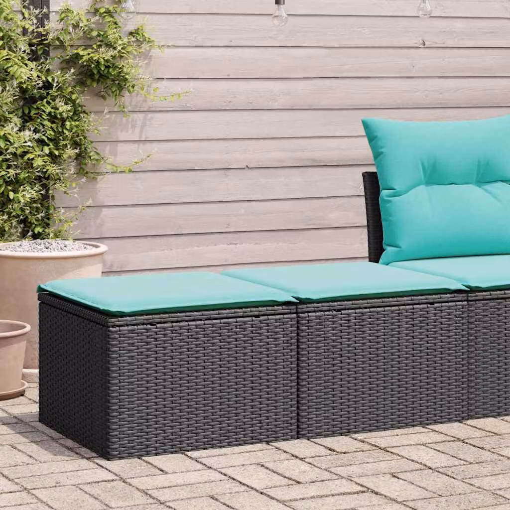 Maison Exclusive - Set Divani da Giardino con Cuscini 2 pz Nero Polyrattan Acacia