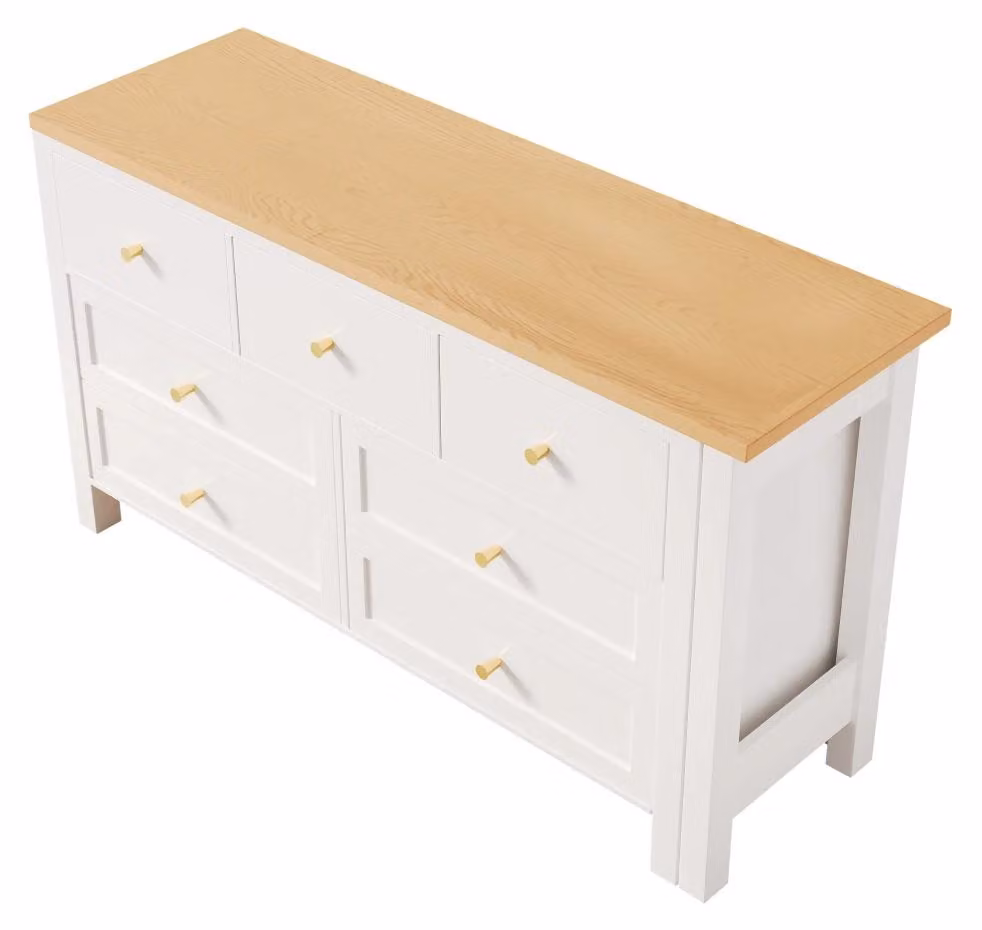 Scrivania con 7 cassetti - Scrivania angolare a forma di L - Piano girevole 2-in-1 e mobile laterale - Piano rotante a 360° - Aspetto legno di quercia