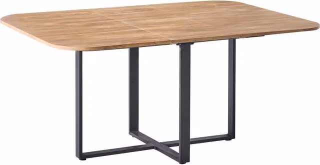 Tavolo da pranzo marrone nero MDF ferro 120/160 x 120 cm moderno quadrato allungabile gambe incrociate a X meccanismo a farfalla